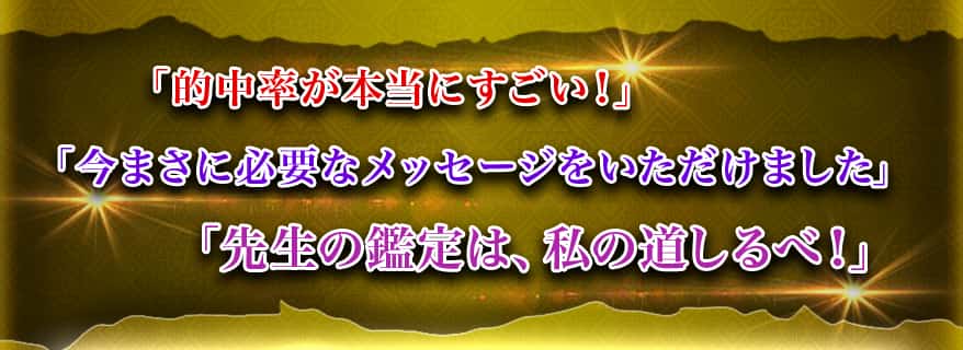 「的中率が本当にすごい!」「今まさに必要なメッセージをいただけました」「先生の鑑定は、私の道しるべ!」